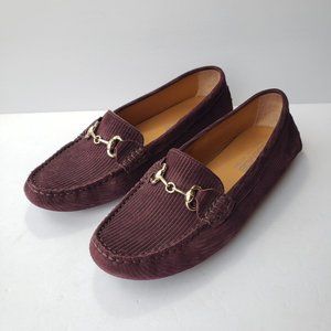 NWOT Boemos maroon corduroy horsebit loafers